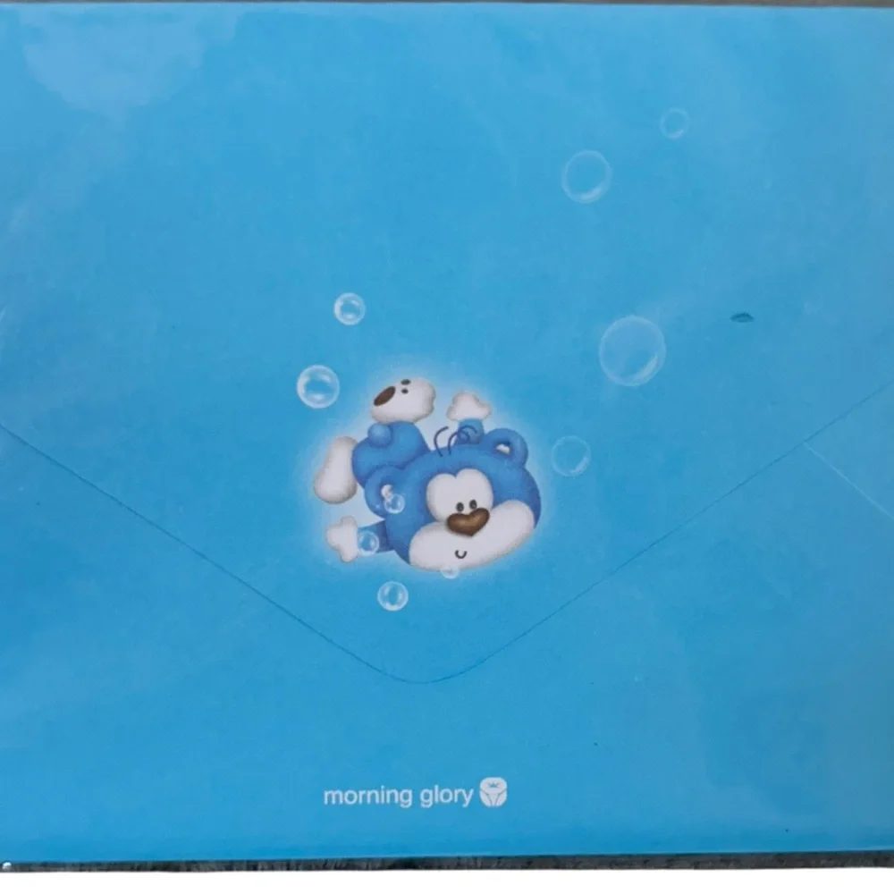 Vintage Y2K Morning Glory Blue Bear Envelope Set Stationary Kawaii Ephemera NWT